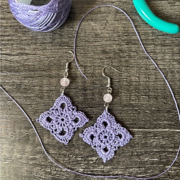 Handmade Jewelry - NWOT Lacy Lavender Crochet Earrings